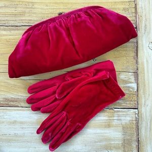 Vintage Set, Velvet Clutch and Gloves